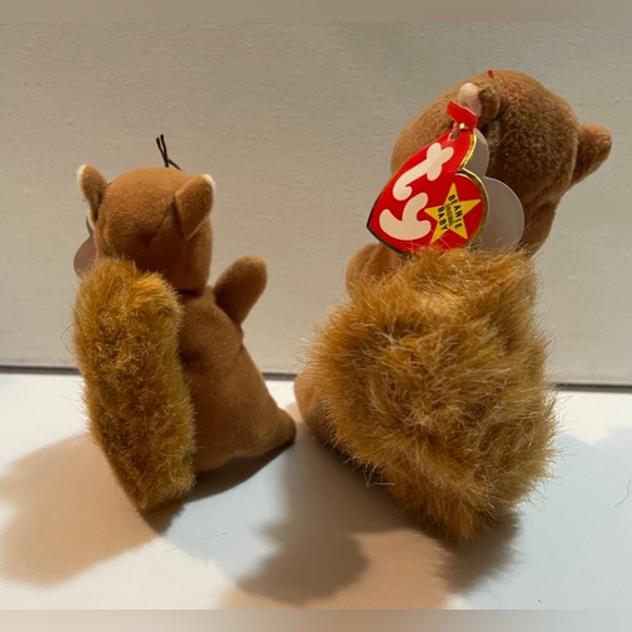 Ty Beanie Babies Nuts The Squirrel PVC Pellets RARE Retired 1996 4th Gen - Picture 7 of 12